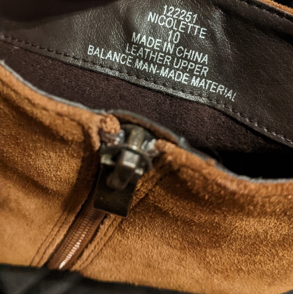 Franco Fortini Nicolette Brown Boho Leather Ankle Booties Boots Wedges 10 - Picture 7 of 7